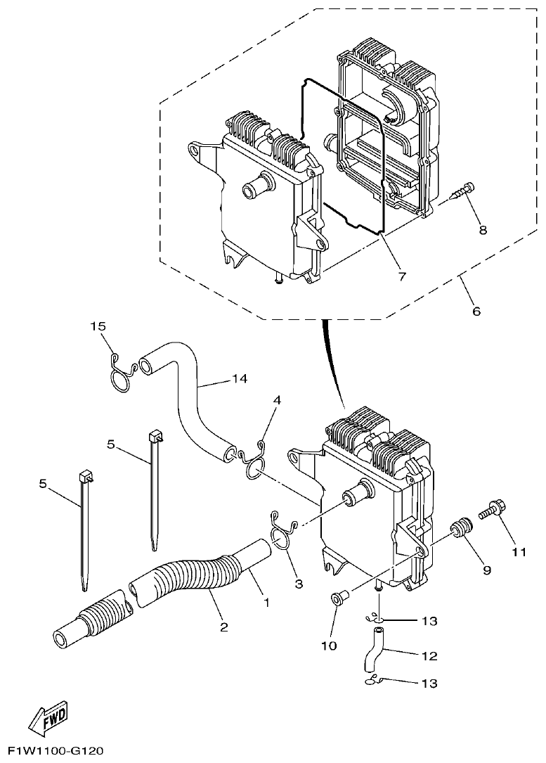 Yamaha FX1800A-H(6S51)F1W7 BREATHER OIL parts diagram